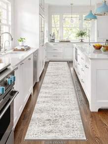 1 件灰色欧洲复古波西米亚风格水晶天鹅绒地毯，850g/M²，厚 0.8cm，矩形，防滑可洗，装饰地毯，适用于客厅、厨房、餐厅、办公室、所有季节