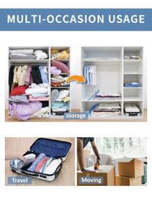 10個/1個真空透明高品質壓縮收納袋，適用於旅行必需品、衣物、床上用品、毛毯，易於攜帶，附氣泵壓縮袋組，無需用電。裝飾、節日裝飾、房間裝飾、家居裝飾、臥室裝飾、洋裝、長褲、鞋子、牛仔褲、靴子、裙子、臥室、收納與整理、家居收納、女款白色T恤、女款黑色長褲、女款冬季衣物、洋裝。 - 彩色 - 查看 5