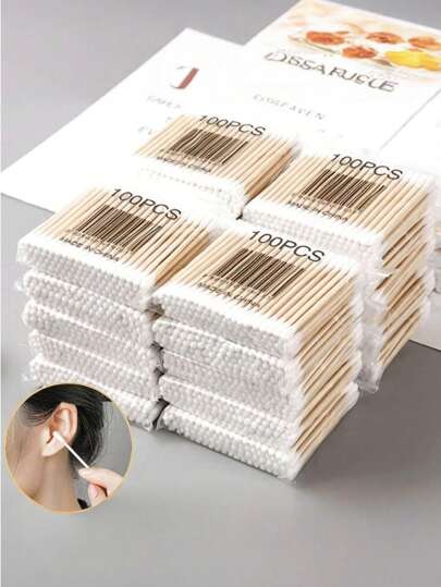 500/1000pcs High Quality Double-Headed Cleaning Swabs, Beauty Salon Cleaning Swabs, Wooden Beauty Cleaning Swabs, Beauty And Personal Care Tips, Disposable Round Ear Cleaning Swabs For Home Use, Suitable For Ear And Nose Cleaning, Multi-Functional Beauty And Cleaning Tool, High Quality Beauty Tools, For Makeup And Personal Care, Multi-Functional Beauty Tool, Makeup Tool, Cleaning Tool, Household Cleaning Swabs, Makeup Remover, Ear Cleaning, Outdoor Care Tool Accessories