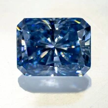 1pc High Quality Black Moissanite Radiant Cut Loose Gemstone, VVS Clarity, Jewelry Mounting Use - New Blue - View 2