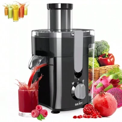 sejoy Electric Juicer, Large-Diameter Centrifugal High-Speed Juicer, 2 Speed Modes, Multiple Safety Functions, Suitable For Fruits And Vegetables, Easy To Clean, Easy To Operate,Stainless Steel Body