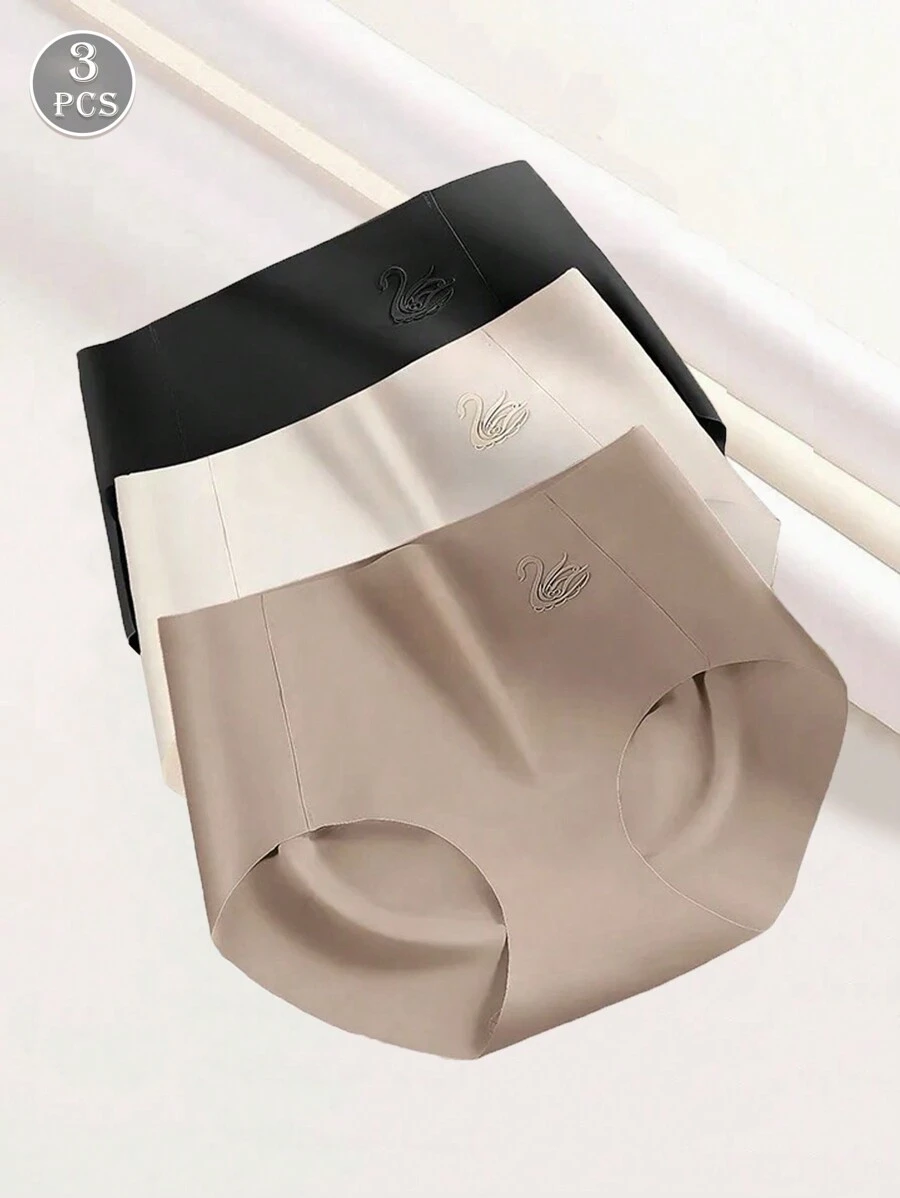 3pcs Women's Seamless Breathable Silky Underwear - Multicolor - View 1
