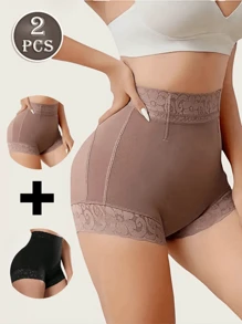 2 piezas de ropa interior moldeadora para mujer con control de abdomen, diseño antideslizante y adhesivo desinflable. Leggings de compresión para post-parto con control de abdomen y elevación, adecuados para múltiples ocasiones como uso diario