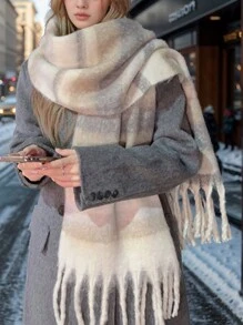 1pc Cute & Fashionable Cartoon Maillard High-Quality Ambient Scarf, New Autumn/Winter Faux Cashmere Warm & Soft Women Scarf, Suitable For Daily, Commuting, Outdoor, Home Leisure, Travel, Holiday Gift, Versatile Women Accessory