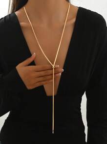 1 pieza Collar de acero inoxidable fashionable, minimalista, elegante y de lujo, con cadena serpiente extra larga de acero al titanio, de diseño de lujo con sensación premium, apropiado para mujeres para fiestas, vacaciones románticas, citas con amigos, desfiles de moda, bares, viajes, oficina, vacaciones, baile, playa, escapadas románticas