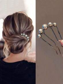1/2pcs Elegant Chinese Style Faux Pearl 4-Prong Bun Maker Hair Stick Comb Accessory, Hair Accessories For Women, Hair Tools, Beauty Accessories, Curly Hair Accessories, Hair Accessory, Hair Accessories For Women, Fall, Travel, Hair Tools, Accessories Women, Hair Stuff, Fall, Hair Accessories Women, Hair Tools, Hair Stuff, Stuff, Beauty Accessories, Gifts, Travel, Gifts For Women, Hair Stuff, Stocking Stuffers