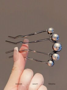 1/2pcs Elegant Chinese Style Faux Pearl 4-Prong Bun Maker Hair Stick Comb Accessory, Hair Accessories For Women, Hair Tools, Beauty Accessories, Curly Hair Accessories, Hair Accessory, Hair Accessories For Women, Fall, Travel, Hair Tools, Accessories Women, Hair Stuff, Fall, Hair Accessories Women, Hair Tools, Hair Stuff, Stuff, Beauty Accessories, Gifts, Travel, Gifts For Women, Hair Stuff, Stocking Stuffers