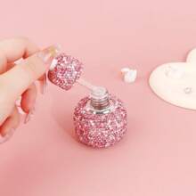 1.01oz Bling Crystal Glass Dropper Bottle, Pink Sparkling Refillable Perfume Vial, Lotion Dispenser, Aromatherapy Oil Bottle, Cosmetic Sample Container, Travel Essential, Portable Accessories Storage
