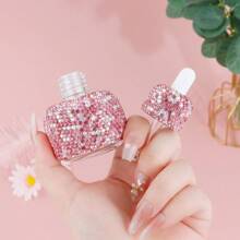 1.01oz Bling Crystal Glass Dropper Bottle, Pink Sparkling Refillable Perfume Vial, Lotion Dispenser, Aromatherapy Oil Bottle, Cosmetic Sample Container, Travel Essential, Portable Accessories Storage