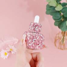 1.01oz Bling Crystal Glass Dropper Bottle, Pink Sparkling Refillable Perfume Vial, Lotion Dispenser, Aromatherapy Oil Bottle, Cosmetic Sample Container, Travel Essential, Portable Accessories Storage