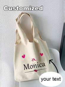 Bolso de hombro de lona personalizado, bolso de mano personalizado, un regalo memorable, se puede personalizar con tu diseño único, úsalo tú mismo o regálaselo a otros, para amigos, mamá, maestros, bolso de gran capacidad para mujeres, bolso escolar, gran capacidad, plegable, portátil, ligero, para adolescentes, mujeres estudiantes universitarias, trabajadores de cuello blanco, universidad, perfecto para la oficina, escuela primaria, vacaciones, playa, el mejor regalo del Día del Maestro Bolsos para señoras