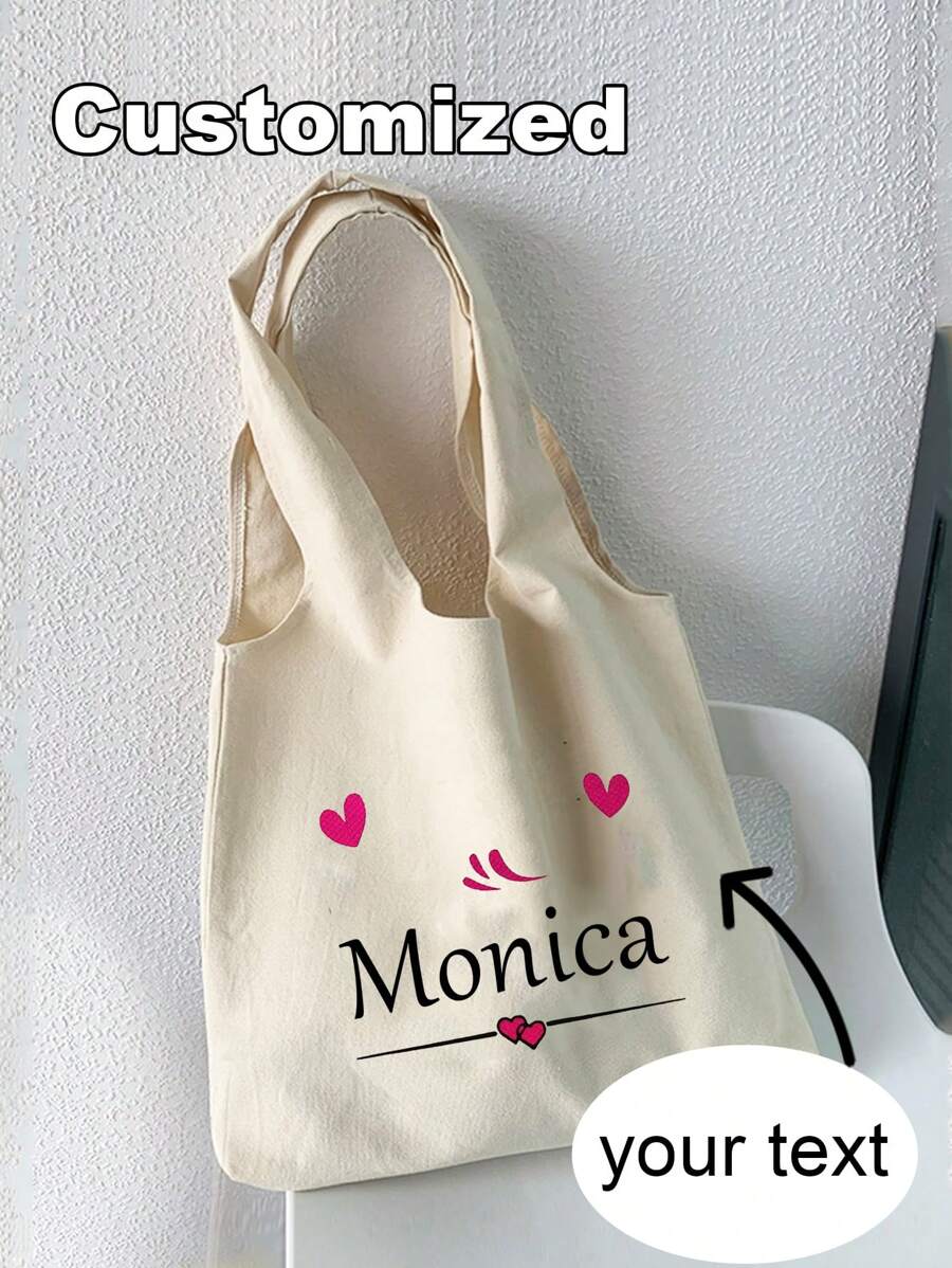 Bolso de hombro de lona personalizado, bolso de mano personalizado, un regalo memorable, se puede personalizar con tu diseño único, úsalo tú mismo o regálaselo a otros, para amigos, mamá, maestros, bolso de gran capacidad para mujeres, bolso escolar, gran capacidad, plegable, portátil, ligero, para adolescentes, mujeres estudiantes universitarias, trabajadores de cuello blanco, universidad, perfecto para la oficina, escuela primaria, vacaciones, playa, el mejor regalo del Día del Maestro Bolsos para señoras