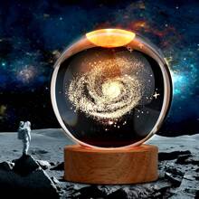 1pc Galaxy 3D Crystal Ball Lamp, Decorative Night Light, Size 6x7.5cm (2.36x2.95in), USB Powered, Suitable For Room, Bedroom, Yard, Camping, Bar, Restaurant, Birthday Party, Wedding, Christmas, Halloween And Other Occasions Valentine's Day