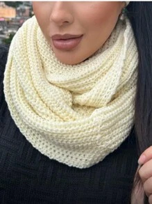Knitted Collar Scarf Double Wrap Soft Wool Winter Fashion - transparente - Ver 1