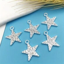 10/20 Pcs Silver Rhinestone Star Pendant, Suitable For DIY Bracelet, Necklace Or Earrings Making - Multicolor - View 7