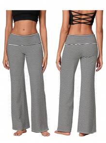 Women Y2k Palazzo Yoga Pants Fold Over Flare Leggings Low Rise Solid Color Stretch Casual Wide Leg Pants Comfy Lounge Pants Bootcut Bell Bottoms Baggy Sweatpants Streetwear - 彩色 - 查看 3