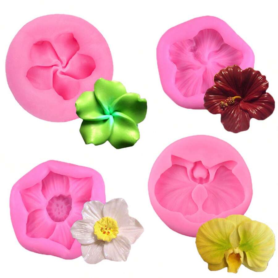 1pc 3D Silicone Flower Shape Mold For DIY - Pink - View 1