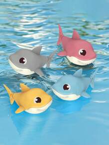 1/2/4 piezas Adorable juguete de baño en forma de tiburón para bebé, regalo para jugar con agua en verano (color aleatorio)