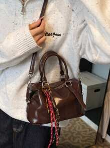 Bolsa de mão de luxo de cor sólida e macias de PU, 2025 Nova Moda retrô de todos os dias para mulheres, presente para festival