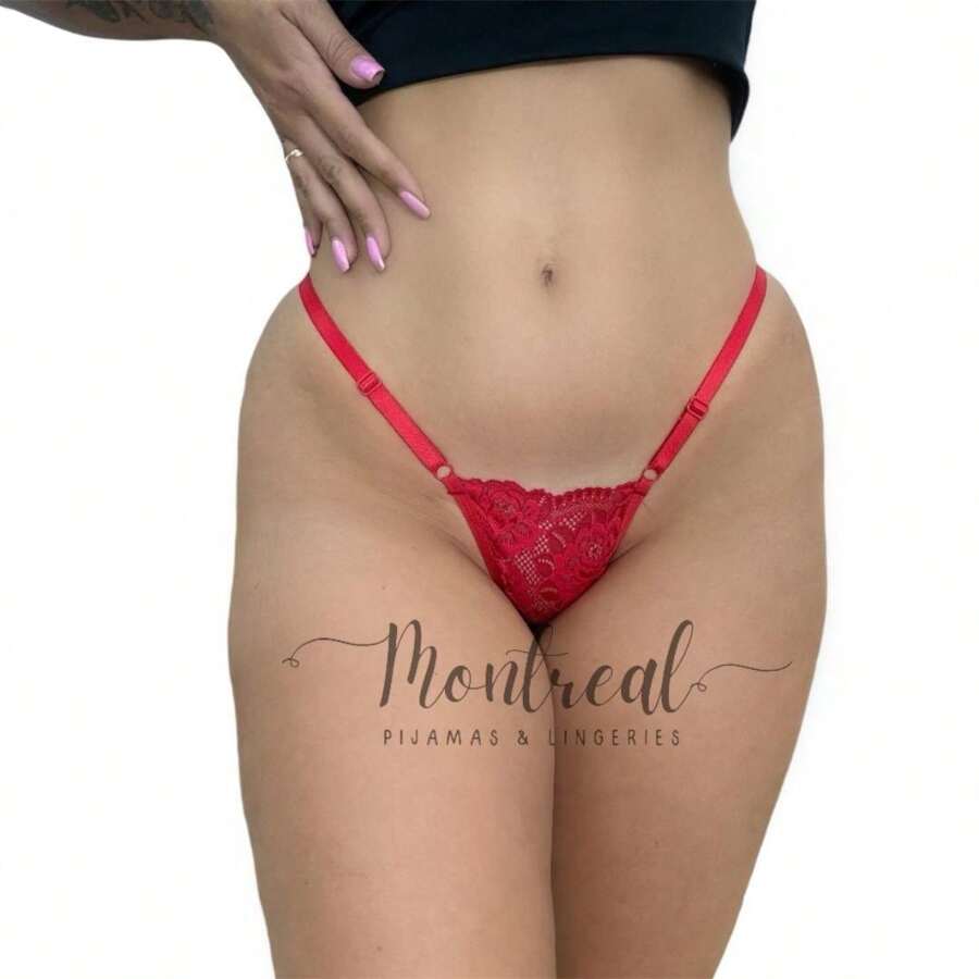 KIT 10 Sexy Lace Thong Panties With Adjustment Feminine Sensual Tanga - 彩色 - 查看 1