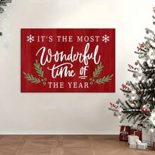 1 Merry Christmas Garden Poster, The Best Day Of The Year, Printed Poster With Text On Red Background, Waterproof Canvas Poster, Suitable For Bedroom, Living Room, Dining Room, Office 1 Pc Wooden Framed Canvas Painting Thickness Cm/0.9inch High Quality Wall Art Prints Direct Hanging Wall Picture Decor For Home Gifts, Christmas Gifts, Living Room, Bath Room, Bedroom, Kitchen