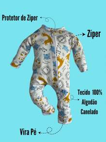 Baby Romper 3 Piece Kit Assorted Print - Zipper And Foot Turn Boy - Girl - 藍色 - 查看 3