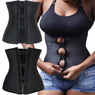 Latex Women Mens Waist Trainer Belt Tummy Control Slimming Girdle Postpartum Body Shaper Shapewear Corset Trimmer Cincher Abdomen Belly Compression Waist Band Underbust Zipper