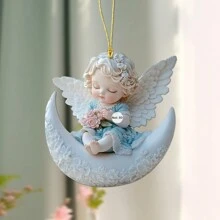 1PC 2D Cute Moon Angel Acrylic Pendant, Multi-Function Pendant Holiday Decorations, Car Interior Rearview Mirror Decoration Pendant Backpack, Keychain, Home Decoration And Other Multi-Scene Atmosphere Pendant, Perfect Gift Choice.