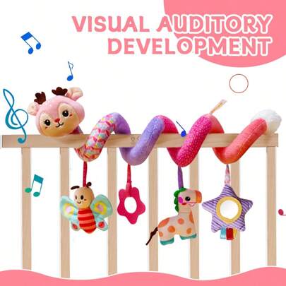 1 pieza Juguete colgante de peluche de ciervo chupete y sonajero, decoración para cochecito, decoración de habitación infantil, regalo para bebé niña para baby shower/Pascua