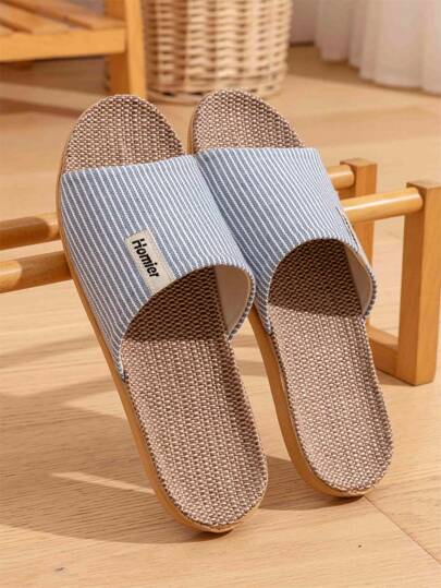 Retro Blue Open Toe Breathable Slippers, Comfortable Casual Slide Sandals For Office, Bedroom, House, Mother's Day Gift