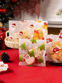25 件/50 件/包圣诞糖果/零食/饼干袋，密封食品储藏袋，适用于平安夜和圣诞节礼物 - 彩色 - 查看 5