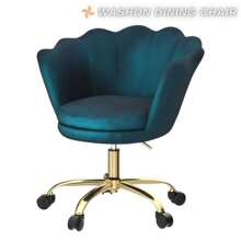 WAHSON OFFICE CHAIRS 1PC Wahson Velvet Swivel Office Chair Height Adjustable Desk Chair For Bedroom/Dressing Table (White) - Teal Blue - View 4