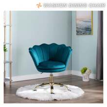 WAHSON OFFICE CHAIRS 1PC Wahson Velvet Swivel Office Chair Height Adjustable Desk Chair For Bedroom/Dressing Table (White) - Teal Blue - View 5