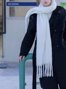 1 件男士长围巾，简约设计，百搭，适合情侣，温暖羊毛，带流苏的多功能披肩，时尚男士礼物