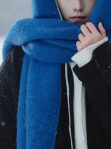 1 件男士长围巾，简约设计，百搭，适合情侣，温暖羊毛，带流苏的多功能披肩，时尚男士礼物