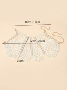 1pc Delicate & Elegant White Multi-Layer Faux Pearl Handmade Hollow Necklace & Body Chain, Adjustable Length, Suitable For Formal Wear & All Seasons