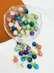 12pcs Random Color Glass Apple & Leaf Decor Handmade DIY Jewelry Accessories