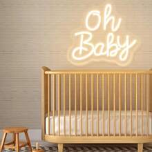 1 pezzo Luce al neon decorativa "Oh Baby" bianco caldo, 30,5 x 28 cm, decorazione artistica a LED per parete, adatta per casa, ufficio, club, decorazione da appendere per parete per compleanni di bambini, alimentata tramite USB. Serie di luci al neon adatta per giochi, insegne al neon per decorazione di stanza da gioco, camera da letto, festa, regalo per feste, matrimoni, cerimonie di fidanzamento, personalizzabile, regalo per giovani, bambini, vacanze