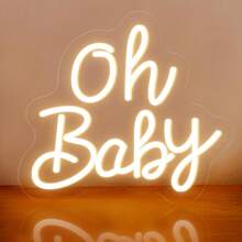 1 pezzo Luce al neon decorativa "Oh Baby" bianco caldo, 30,5 x 28 cm, decorazione artistica a LED per parete, adatta per casa, ufficio, club, decorazione da appendere per parete per compleanni di bambini, alimentata tramite USB. Serie di luci al neon adatta per giochi, insegne al neon per decorazione di stanza da gioco, camera da letto, festa, regalo per feste, matrimoni, cerimonie di fidanzamento, personalizzabile, regalo per giovani, bambini, vacanze