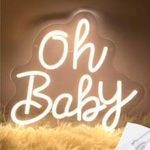1 pezzo Luce al neon decorativa "Oh Baby" bianco caldo, 30,5 x 28 cm, decorazione artistica a LED per parete, adatta per casa, ufficio, club, decorazione da appendere per parete per compleanni di bambini, alimentata tramite USB. Serie di luci al neon adatta per giochi, insegne al neon per decorazione di stanza da gioco, camera da letto, festa, regalo per feste, matrimoni, cerimonie di fidanzamento, personalizzabile, regalo per giovani, bambini, vacanze