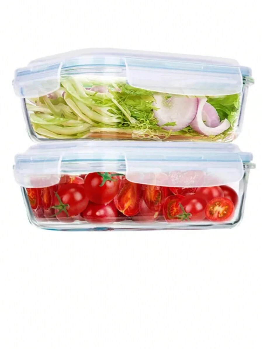 Recipiente/contenedor de vidrio con tapa hermética capacidad 1000-1500 ml - Azul - Ver 1