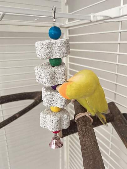 1pc Parrot Flower Stone Chew Toy, Multiple Length Options (10cm, 15cm, 20cm, 25cm, 30cm), Parrots Biting Toy, Birdcage Accessory, Bird Toy, Color Random