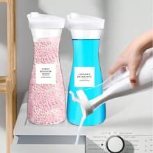 1 件装洗衣粉分配器瓶，带防水标签，适用于洗衣液、织物柔顺剂、漂白剂、香味增强剂珠子洗衣房装饰收纳 - 無色 - 查看 5