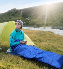 4 SEASON SINGLE SLEEPING BAGS CAMPING RECTANGULAR ENVELOPE ZIP UP ADULT UK - Blue - View 5