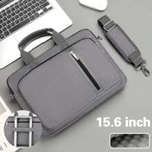 15.6" Professional Laptop Notebook Case Sleeve Computer Shoulder Bag Pockets - Grey - View 8