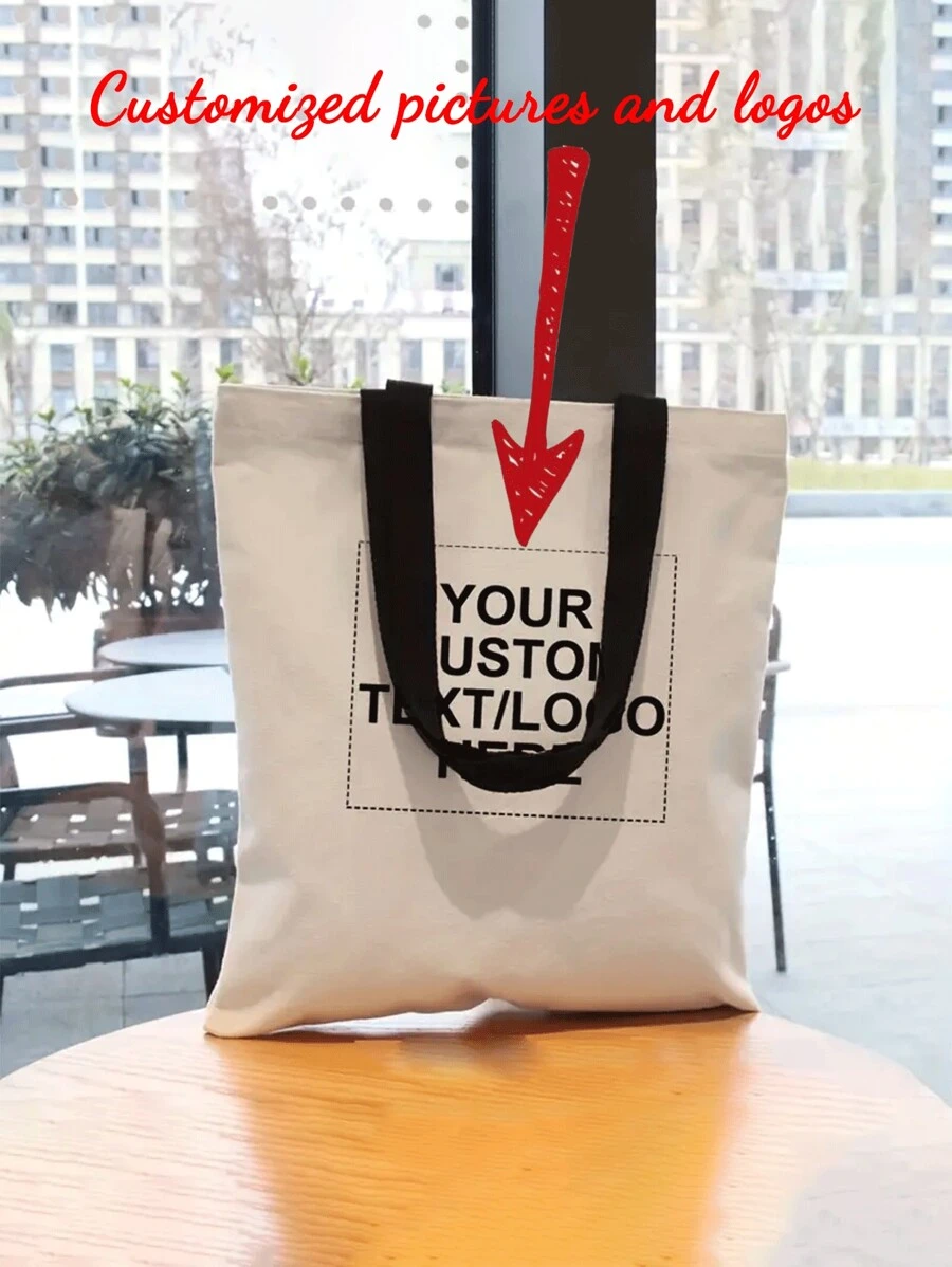 1pc Colorful Tote Bag With Customized Logo And Text Printed On Canvas, Foldable Shopping Bag, Suitable For Advertising Events, Personalized Birthday Gift For Women, Bridesmaid Gift, Customized Printed Tote Bag With Logo And Text, Popular Backpack, Tote Bag, Jewelry Packaging Bag, Gift Bag - Multicolor - View 1