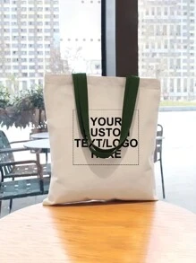 1pc Colorful Tote Bag With Customized Logo And Text Printed On Canvas, Foldable Shopping Bag, Suitable For Advertising Events, Personalized Birthday Gift For Women, Bridesmaid Gift, Customized Printed Tote Bag With Logo And Text, Popular Backpack, Tote Bag, Jewelry Packaging Bag, Gift Bag - Multicolor - View 6