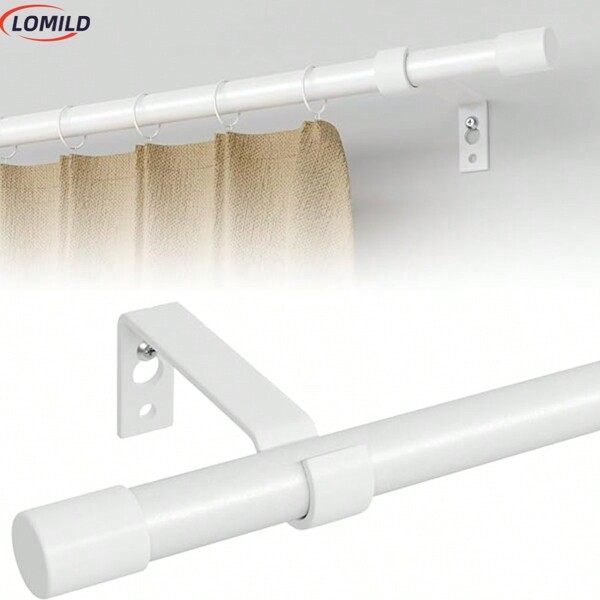 LOMILD LOMILD 1PC 1PC FIRJOY 1PC Small Curtain Rod Set With Bracket, Adjustable Length, Curtain Rod Set, Diameter 0.65cm Metal Rod With Easy Installation Bracket, Modern Minimalist Decorative Style, Simple White Design, Suitable For Bedrooms, Living Rooms, Dining Rooms And Other Scenarios; Multifunctional Small Curtain Rods (For Shades, Gauze Curtains, Decorative Curtains). Home Bathroom Decor Fall Decor Bathroom Accessories Back To School