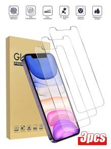 3pcs Tempered Glass Screen Protector, High Definition, Waterproof, Durable, Unbreakable Edges, Compatible With Apple IPhone7/8/X/XS/11/12/13/14/15 Pro Max/16 Pro Max/16 Plus/16/16e/17/17 Air/17 Pro/17 Pro Max - Clear - View 2
