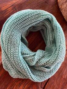 Knitted Collar Scarf Double Wrap Soft Wool Winter Fashion - Mint Green - View 3